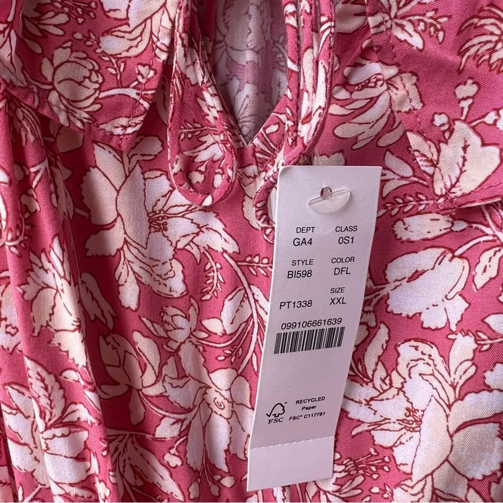 J. Crew Tiered Maxi Dress in Pink Dark Flamingo Tossed Floral
